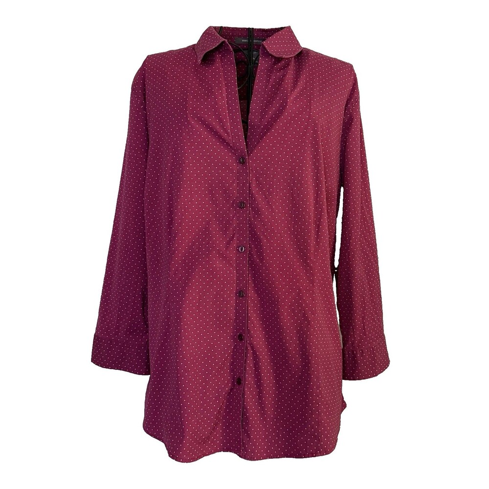 Eddie Bauer Button Up Shirt Cotton XL Wrinkle Free Shaped Fit Polka Dot Pink